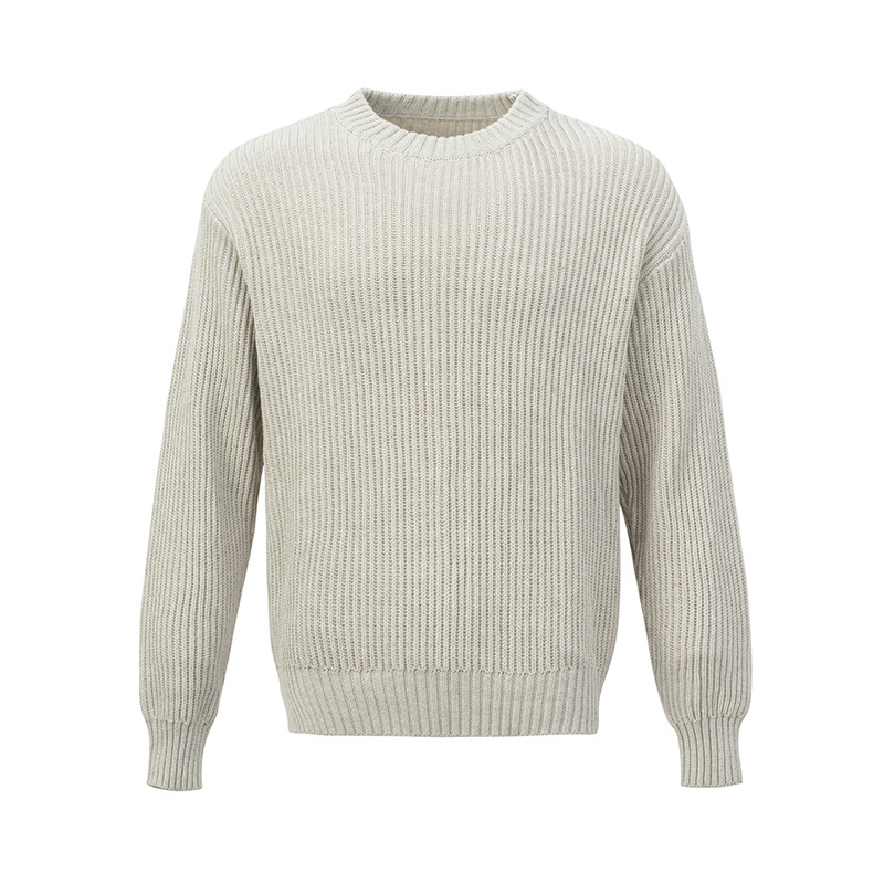 Cotton Tide Loose Round Neck Sweater Pullover with Long Sleeves-MY912 